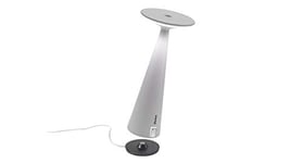 Zafferano Dama Pro - Lampe de table LED à gradation, aluminium, protection IP54, utilisation intérieure/extérieure, port USB pour charger les appareils mobiles, H 29cm, prise EU - Blanc [A+++]