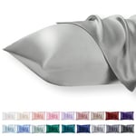 Vielit Taie Oreiller Satin 50x70 Lot de 2,Gris Clair Pillowcase pour Cheveux,Similaire Aux Taie d Oreiller en Soie,Taies d'oreillers 50x70 Housse de Coussin certifié Oeko-Tex