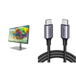 BenQ PD2725U Designer Monitor (AQCOLOR Technology, 27 inch, 4K UHD, P3 Wide Color & UGREEN USB C to USB C Charger Cable 60W USB C Cable Fast Charge Type C to C Data Lead