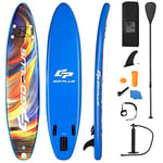 COSTWAY Stand Up Paddling Board, Inflatable SUP Board, Paddle Board with Safety Lead, Paddle, Pump, Centre Fin, Backpack and Repair Kit (Blue + Orange, 335 x 76 x 15 cm)