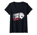 Womens Cribbage Board Game I Came I Saw I Cribbet Cribbage Player V-Neck T-Shirt