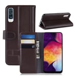 Samsung Galaxy A50 Äkta plsit läderfodral - Brun