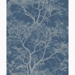 WHISPERING TREES GLITTER WALLPAPER BLUE - HOLDEN DECOR 65402 SPARKLE