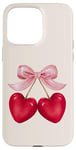 iPhone 15 Pro Max Coquette Pink Bow Cute Cherry Heart Valentine Love Case