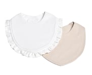 Mini Dreams bib 2-pack volang+slät, sand/vit