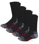 Wrangler Men's Men's Wrangler Riggs Men s Steel Toe Boot Work Crew Cotton Cushion Socks 4 Pair Pack Black Large, Black, L UK