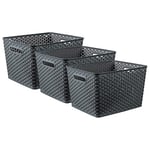 Curver My Style x3 Large Rectangular Storage Basket 18L - Anthracite