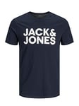 JACK & JONES Jjecorp Logo Tee SS Crew Neck Ss19 Noos T-Shirt, Bleu (Navy Blazer Fit: Slim/Large Print), Small Homme