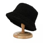 Varm fiskehatt ull plysch mössa hatt unisex teddymaterial Svart one size