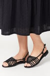 Oasis Womens Luna Plaited Slingback Flat Sandals - Black - Size UK 6