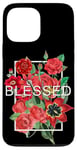 Coque pour iPhone 13 Pro Max Graphique rouge béni et fleuri