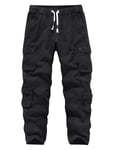 APTRO Cargo Combat Trousers for Men Camo Tactical Mens Trousers Work Trousers Cotton Joggers with Multiple Pockets Black L