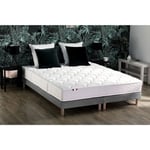 Ensemble literie matelas 700 ressorts ensachés ép 20cm 160x200cm + sommier tapissier gris chiné 2x80x200 cm ASTRE  