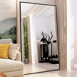 NeuType Grand Miroir Mural pour Chambre à Coucher avec Cadre en Alliage d'aluminium - 129,5 x 81,3 cm - pour Salon, Chambre à Coucher, Suspendu ou appuyé Contre Un Mur - Noir