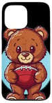 Coque pour iPhone 13 Pro Max Joli costume d'ours en peluche de football