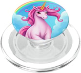 Colorful Unicorn in Clouds with Bright Rainbow PopSockets PopGrip for MagSafe