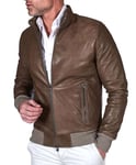 D'Arienzo Bomber Veste Cuir Vintage Taupe Homme Cuir Véritable Made in Italy 106 56/3XL/Taupe