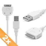 2x Câble USB pour Apple iPod Mini (1. & 2. Gen.) Nano (1. - 6. Gen.) Touch (1. - 4. Gen.) - MA591G - 1m Fil charge data blanc cordon