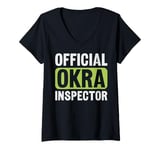 Womens Official Okra Inspector Design for an Okra lover V-Neck T-Shirt