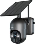 2.5K 4MP Caméra Surveillance WiFi Solaire Extérieur, PTZ Caméra Surveillance sans Fil sur Batterie 10000mAh 2560x1440P Vision Nocturne Couleur PIR Détection Humaine Audio Bidirectionnel IP66.[G125]