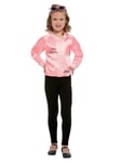 Smiffys Grease Pink Ladies Jacket for Kids, Pink Jacket with Embroidered Logo, Officially Licensed, Fancy Dress, and Playful Music-Themed Events, Girls Toddler Age 10-12 costume