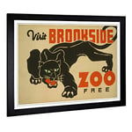 Big Box Art Framed Print of Vintage WPA Poster Brookfield Zoo (4) Design | Wall Art Picture | Home Decor for Kitchen, Living Room, Bedroom, Hallway, Black, A2 / 24.5x18 Inch / 62x45cm