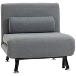 HOMCOM Fauteuil Convertible 1 Place Chauffeuse Canapé-lit 3 en 1 Dossier Réglable avec Coussin-Gris foncé