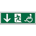 Fire Exit Sign Wheel Chair Down Arrow Vinyl 15 x 45 cm