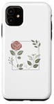 Coque pour iPhone 11 Rose florale botanique, style minimaliste, roses d'amour