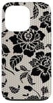 Coque pour iPhone 13 Pro Étui de téléphone esthétique pour iPhone avec mosaïque en dentelle noire