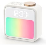 CCYKXA Réveil Lumineux, Réveil lumière du Jour avec 2 alarmes Wake up Light, 6 Sons naturels, 10 Couleurs de lumière Réveil, Aide au Sommeil, Snooze,