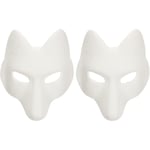 Varghuvud Mask Djurmasker 2 Rävmask, Halloween Vit Rävmask AA