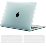 TECOOL Coque Compatible avec MacBook Air M1 (A2337) et MacBook Air 13 Pouces 2020 2019 2018 (A2179 A1932), Coque Rigide en Plastique Fine et Protection Clavier (UE AZERTY), Cristal Vert Menthe