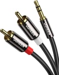 RCA to 3.5mm Audio Cable, Gold-Plated Stereo AUX Y Splitter, 1M, Red/White