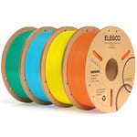 ELEGOO PLA+ Filament 1.75mm Bundle 4KG, PLA Plus Tougher 3D Printer Filament, Dimensional Accuracy +/- 0.02mm, 4 Pack 1kg Spool(2.2lbs) for Most FDM 3D Printers(Orange, Yellow, Sky Blue, Sea Green)