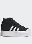 adidas Originals Unisex Kids Nizza Platform Trainers - Black/White, Black/White, Size 11 Younger