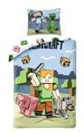 Minecraft Set Lit Simple Alex Lupo Porc Couette 140x200cm Polyester