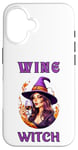 Coque pour iPhone 16 Sorcière du vin d'Halloween buvant sa potion