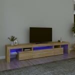 The Living Store - Meuble tv avec lumières led Chêne sonoma 215x36,5x40 cm - Brun