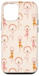 iPhone 14 Boho Yoga Women and Rainbows Pattern in Pastel Pink Orange Case