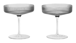 Ripple Champagne Saucers Set Of 2 - Smoked Grey