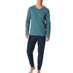 Schiesser Casual Essentials Long Sleeve Pyjamas Marine/Blå bomull 50 Herre