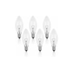 Ampoule Bougie Clair E14 40W, Ampoule Incandescence Dimmable, Blanc Chaud 2700K, 400LM, Ampoule Flamme, E14 Ampoules à bougie à vis Edison, Pack de 6