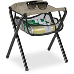 Relaxdays - Tabouret pliant camping, avec poche, jusqu'à 120 kg, pliable, léger, siège plage, hlp: 39 x 29 x 35 cm, beige