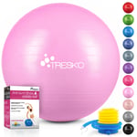 Tresko - Ballon de Gymnastique Anti-éclatement Boule d'assise Balle de Yoga Balles d'exercices Fitness 300 kg avec Pompe à ai (Princess Pink, 55 cm)
