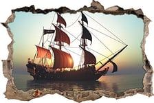 pixxp Rint 3D WD 1903 62 x 42 Bateau Pirate en Haute mer percée 3D Sticker Mural Mural en Vinyle, Multicolore, 62 x 42 x 0,02 cm