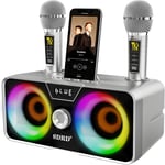 Karaoke Machine for Adults and Kids with 2 UHF Wireless Microphones,Portable Blu