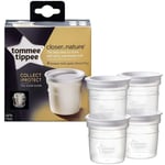 Tommee Tippee Closer To Nature Milk Storage Pots/Containers X4 Baby Feeding NEW