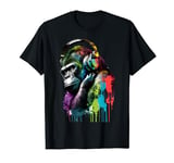 Colorful Gorilla with Headphones listening to Music T-Shirt