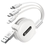 Câble Multi USB Rétractable[20-120CM],3 en 1 Câble de Chargeur Rapide 5V/3A,Câble Chargeur Universel Multi Embout avec USB C,Micro USB, Port pour Phone 13 12 11,Galaxy,Huawei